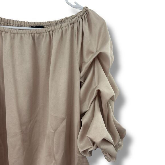 MSK Champage Gold Off The Shoulder ruched Blouse XL Formal Satin Gathered Top - Picture 5 of 10